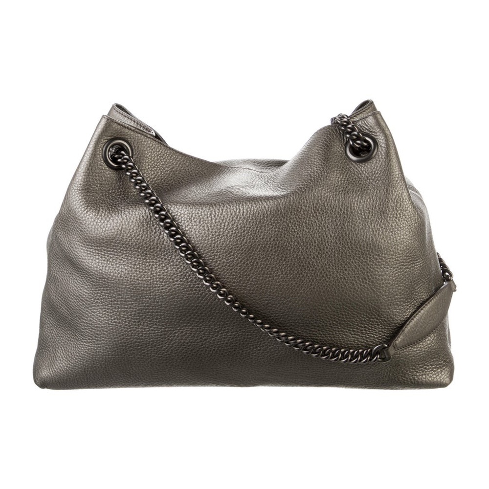 Gucci Metallic Gray/Pewter Pebbled Leather Hobo with Tassel - Picture 2 of 9